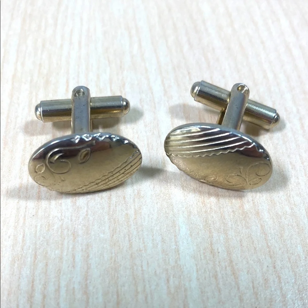 Vintage Ornate Engraved Metal Cufflinks